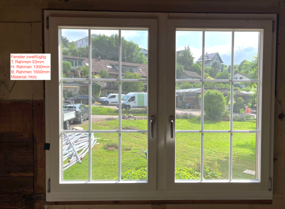 Fenster- Holz 2 x 1-flüglig, mit Sprossen innen