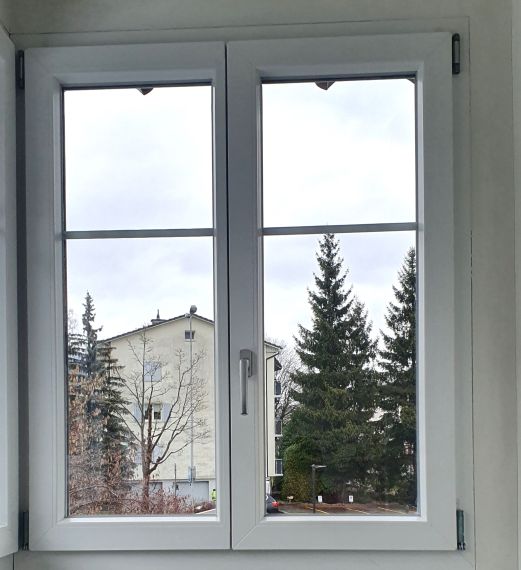 Fenster- Kunststoff, 2-flüglig mit Sprosse im oberen Drittel