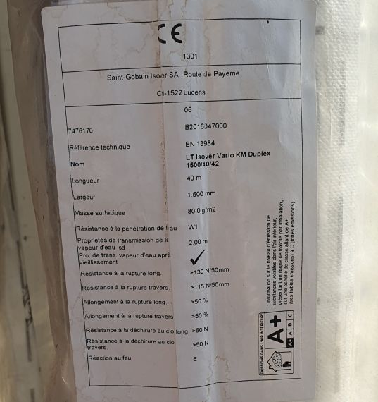 Dampfsperre- Dampfbremse - LT Isover Vario KM Duplex, A+