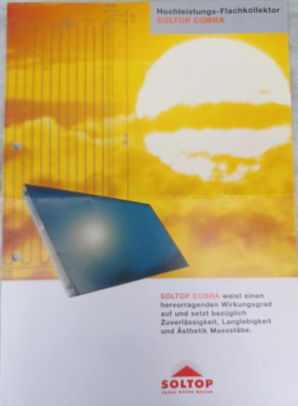 2 Hochleistungs flach -Warmwasser Sonnenkollektoren COBRA von SOLTOP; JG 2004